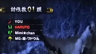 液晶左上のハンター赤文字の参考画像