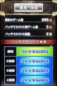 サブ液晶のバッサリZONE履歴表示画面